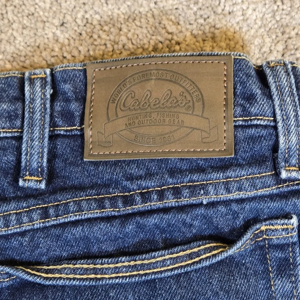 Cabela's Roughneck Jeans Mens 38x30 Red Fleece Lined Straight Denim‎